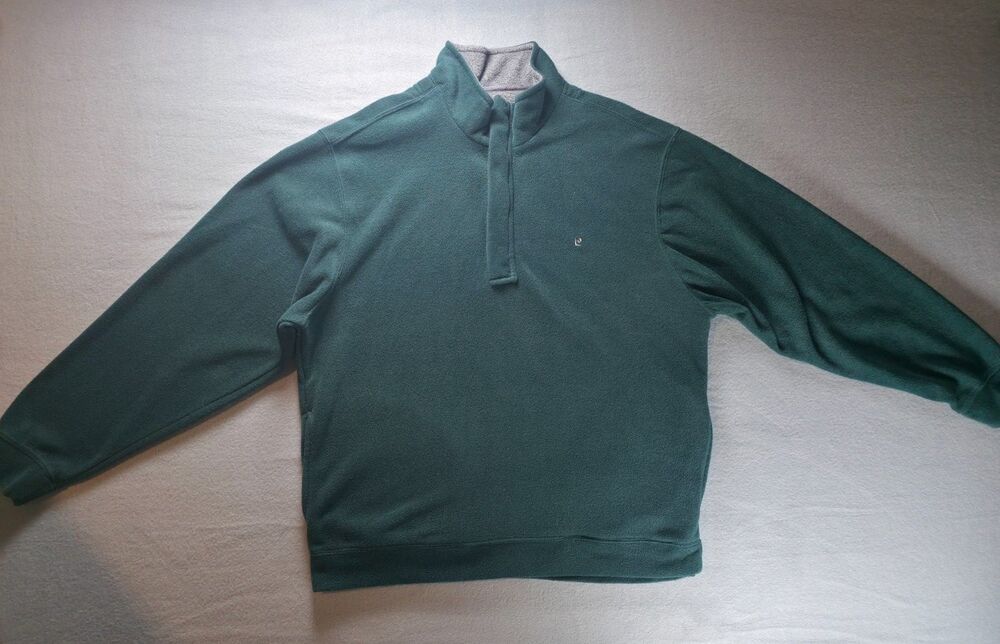 Pierre Cardin Men's Size M Dark Green Half Zip Up Fleece Pullover Jacket